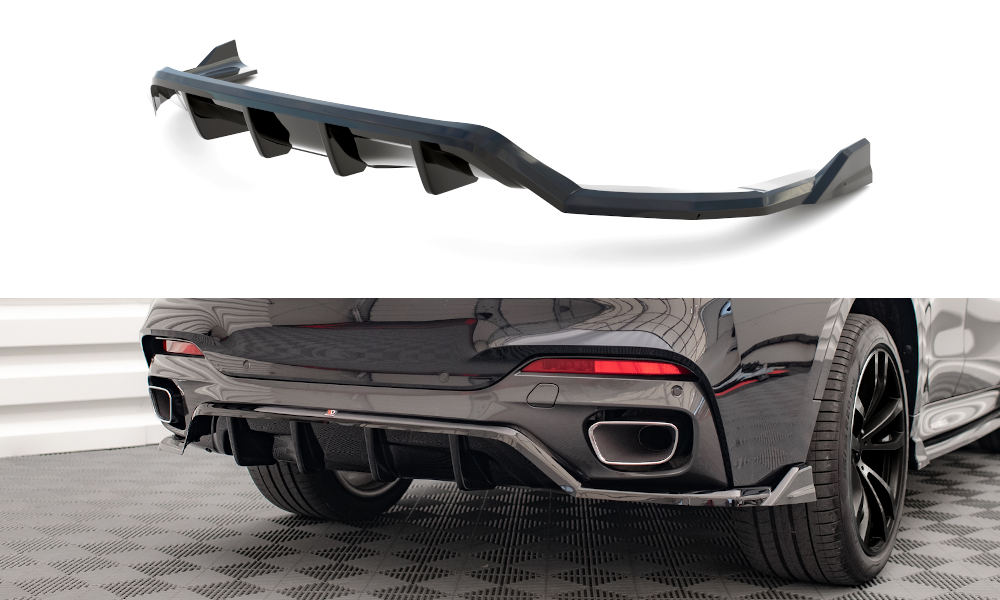 Mittlerer Cup Diffusor DTM Look Heck Ansatz für BMW X6 M-Paket F16 schwarz Hochglanz