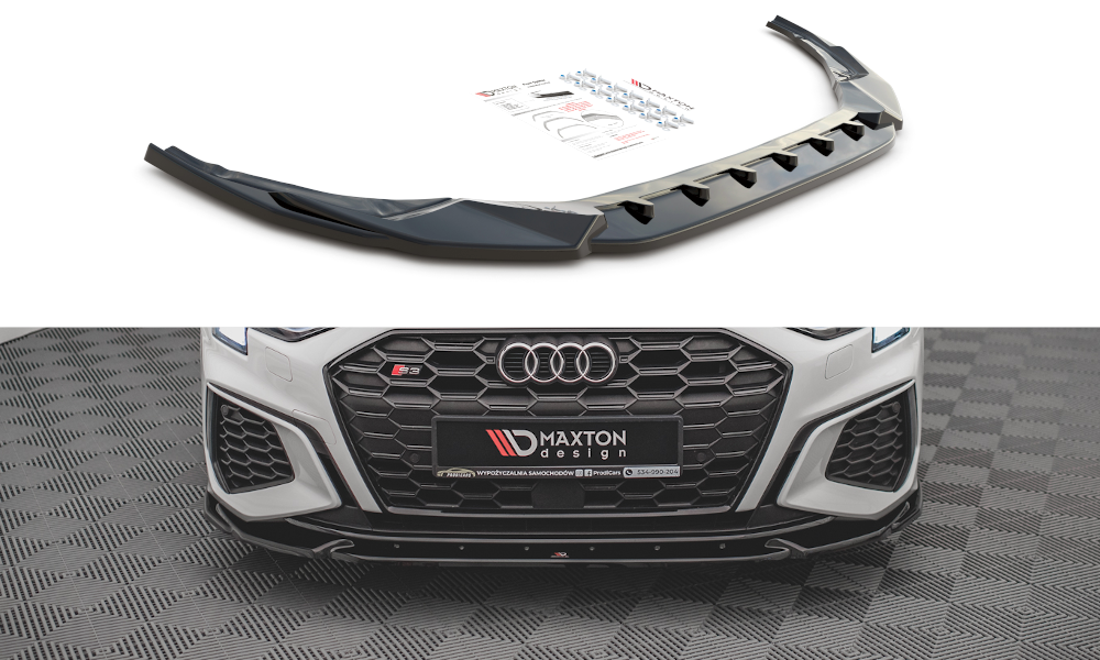 Front Ansatz V.3 für Audi S3 / A3 S-Line 8Y schwarz Hochglanz