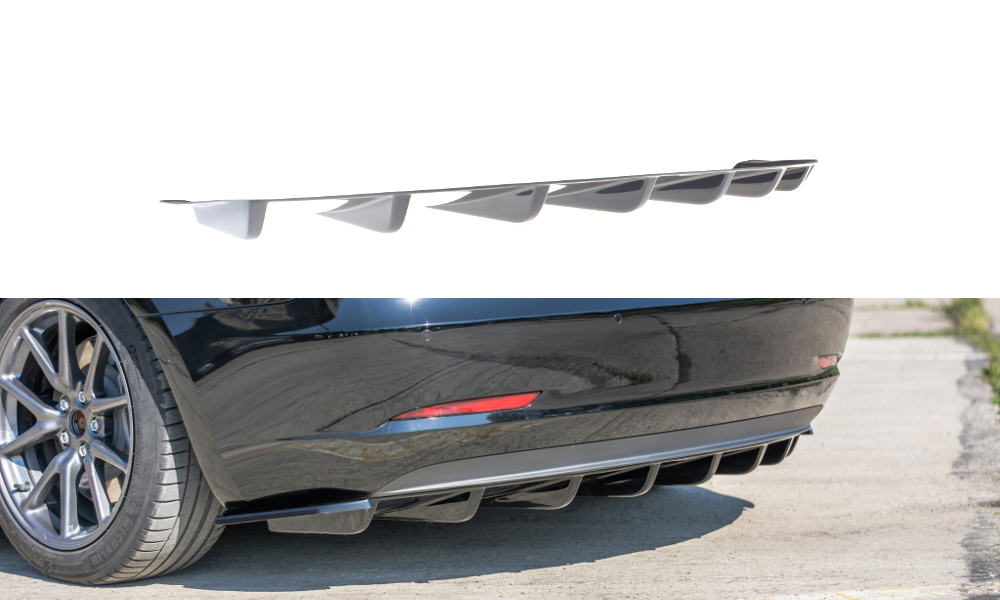 Diffusor Heck Ansatz für Tesla Model 3 schwarz Hochglanz