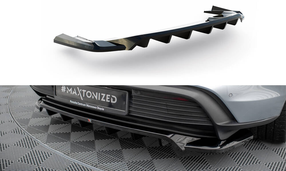 Mittlerer Cup Diffusor DTM Look Heck Ansatz für Porsche Taycan / Taycan 4 / Taycan 4S / Taycan GTS Mk1 schwarz Hochglanz