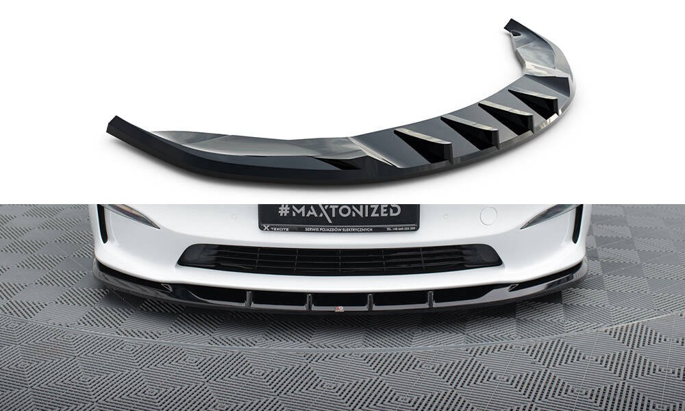 Front Ansatz V.3 für Tesla Model S Plaid Mk1 Facelift schwarz Hochglanz
