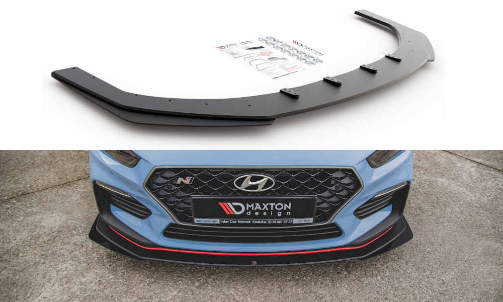 Street Pro Front Ansatz für +Flaps für Hyundai I30 N Mk3 Hatchback / Fastback schwarz Hochglanz