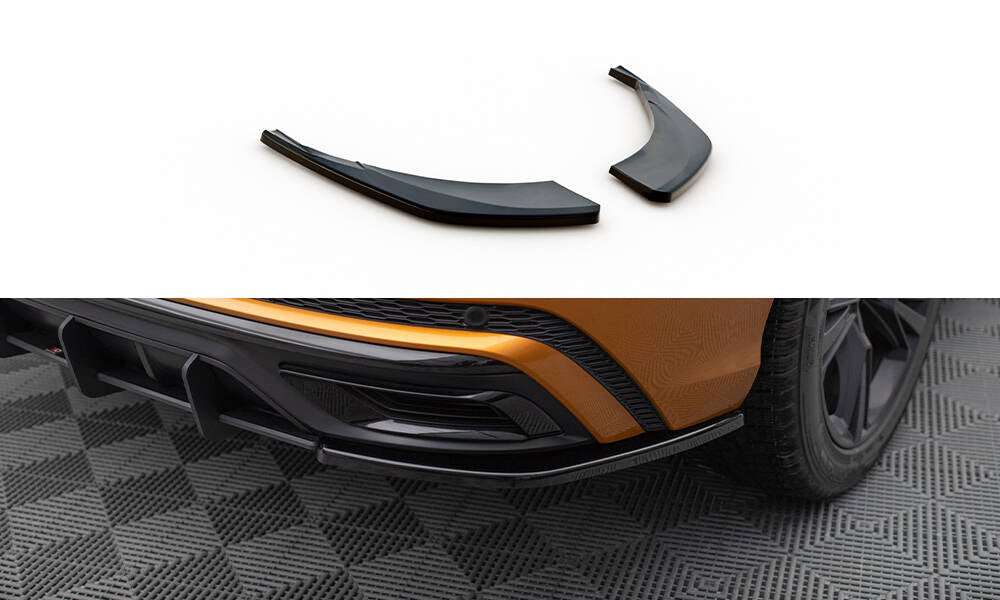 Heck Ansatz Flaps Diffusor für Audi Q8 S-line Mk1 schwarz Hochglanz