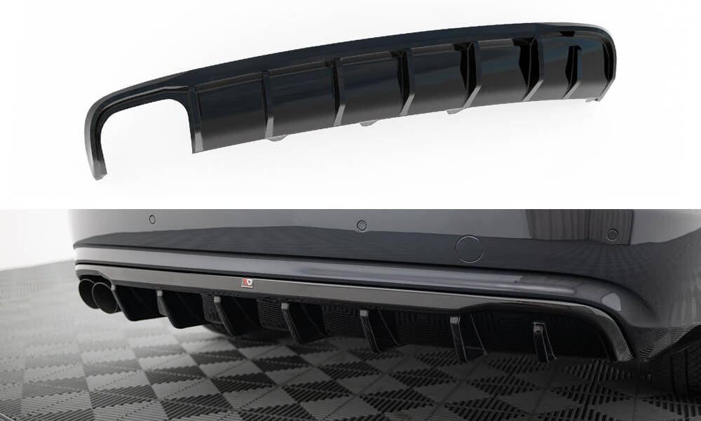 Diffusor Heck Ansatz für Audi A4 B8 Facelift (Doppelauspuff li.)