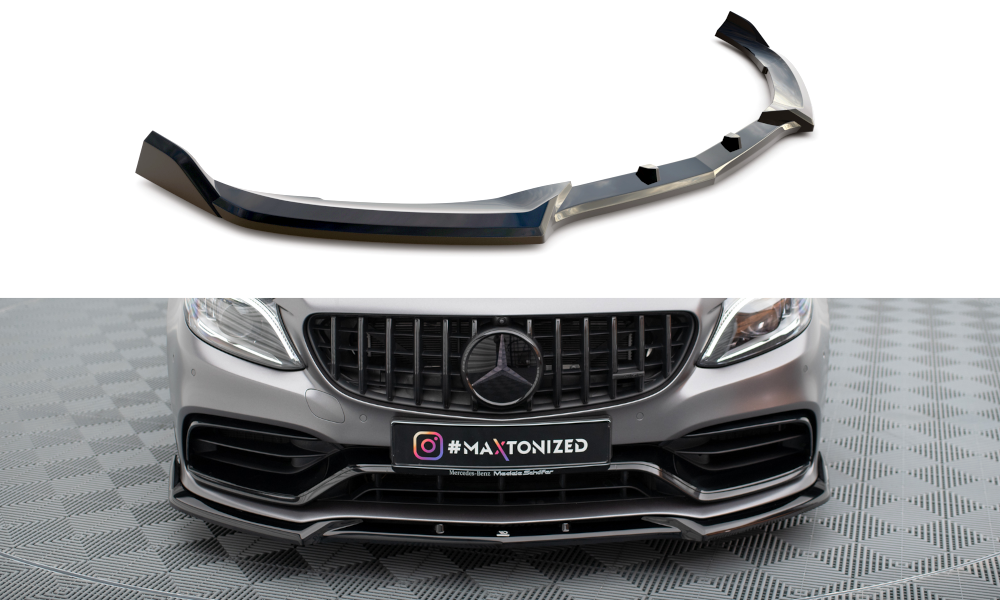 Front Ansatz V.2 für Mercedes-AMG C63 Limousine / Kombi W205 Facelift schwarz Hochglanz