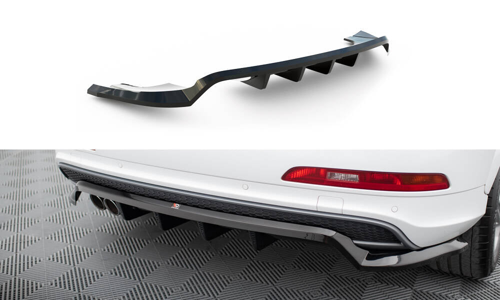 Mittlerer Cup Diffusor DTM Look Heck Ansatz für Audi Q3 S-line 8U schwarz Hochglanz
