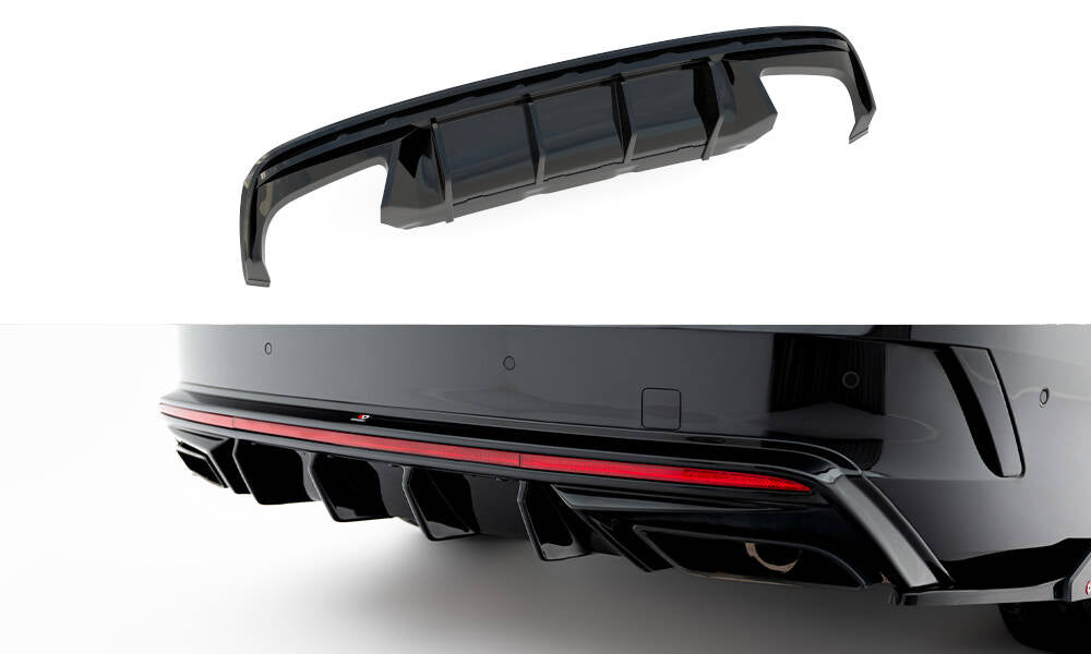 Diffusor Heck Ansatz für Skoda Octavia RS Liftback / Combi Mk4 Facelift schwarz Hochglanz