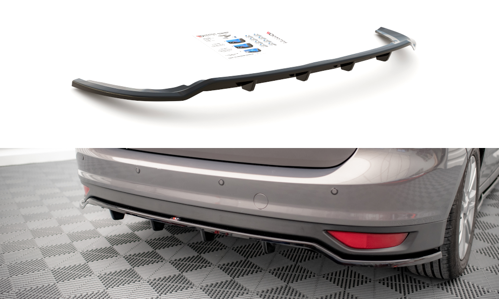 Mittlerer Cup Diffusor DTM Look Heck Ansatz für Ford C-Max Mk2 schwarz Hochglanz