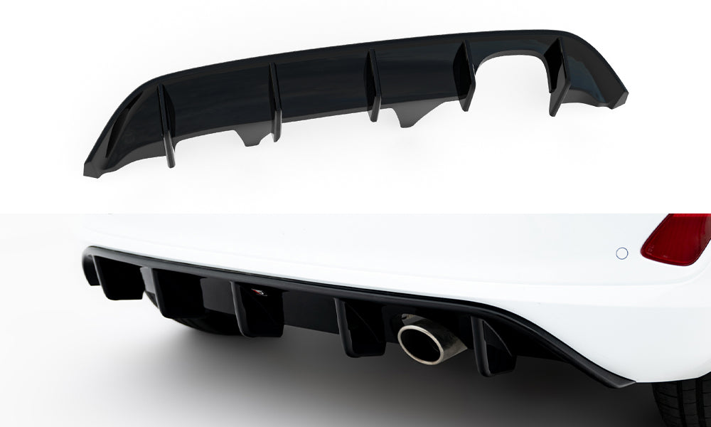 Diffusor Heck Ansatz für Ford Fiesta Mk8 ST-Line schwarz Hochglanz
