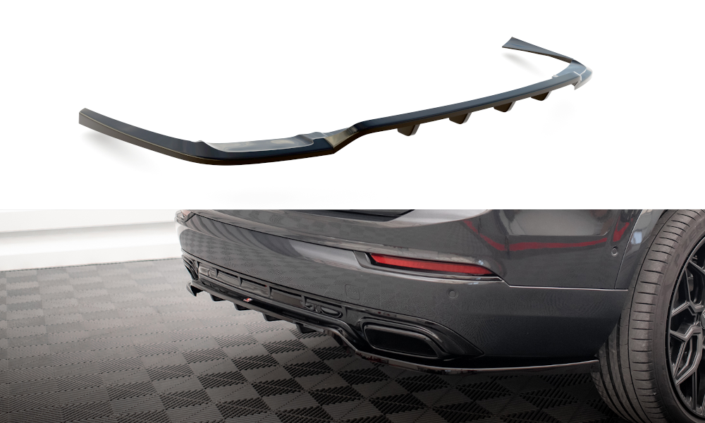 Mittlerer Cup Diffusor DTM Look Heck Ansatz für Volvo XC90 R-Design Mk2 Facelift schwarz Hochglanz