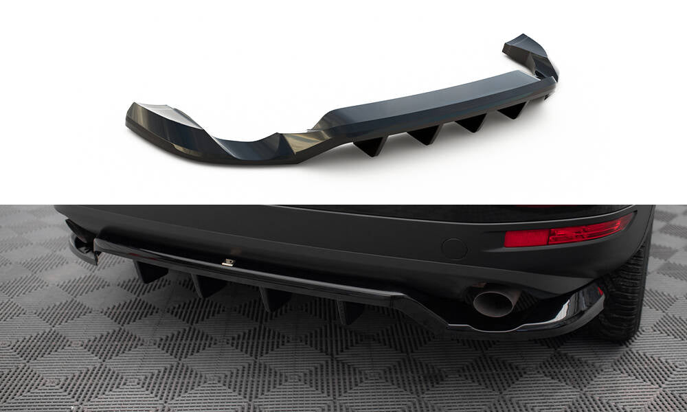 Mittlerer Cup Diffusor DTM Look Heck Ansatz für VW Touareg Mk2 schwarz Hochglanz