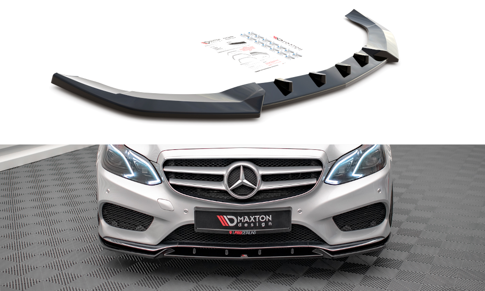 Front Ansatz V.2 für Mercedes-Benz E AMG-Line Limousine W212 Facelift schwarz Hochglanz