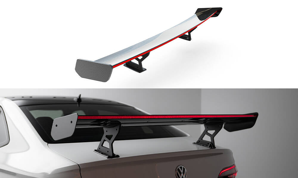 Carbon Spoiler With Internal Brackets Uprights + LED VW Jetta GLI Mk7