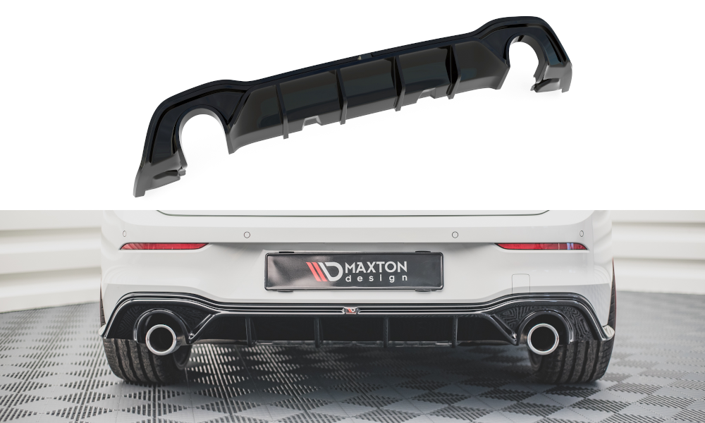 Diffusor Heck Ansatz V.2 für VW Golf GTI Mk8 schwarz Hochglanz