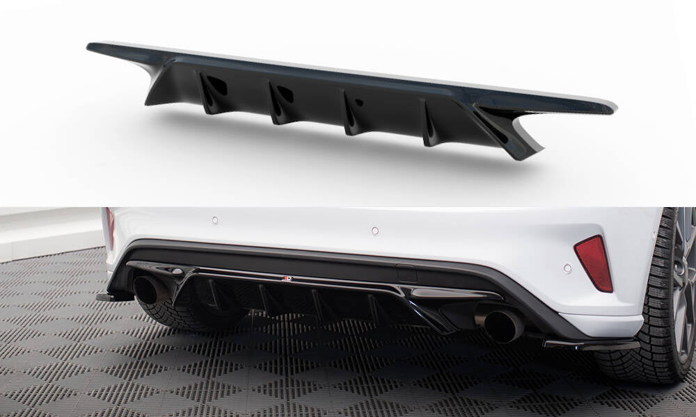 Diffusor Heck Ansatz V.2 für Ford Focus Hatchback ST Mk4 schwarz Hochglanz