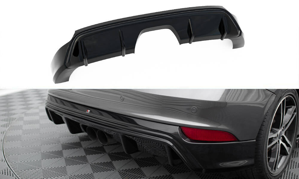 Diffusor Heck Ansatz für Ford Focus ST Mk3 FL (RS-Look) schwarz Hochglanz