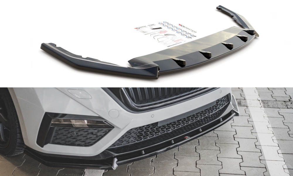 Front Ansatz V.1 für Skoda Octavia RS Mk4 schwarz Hochglanz