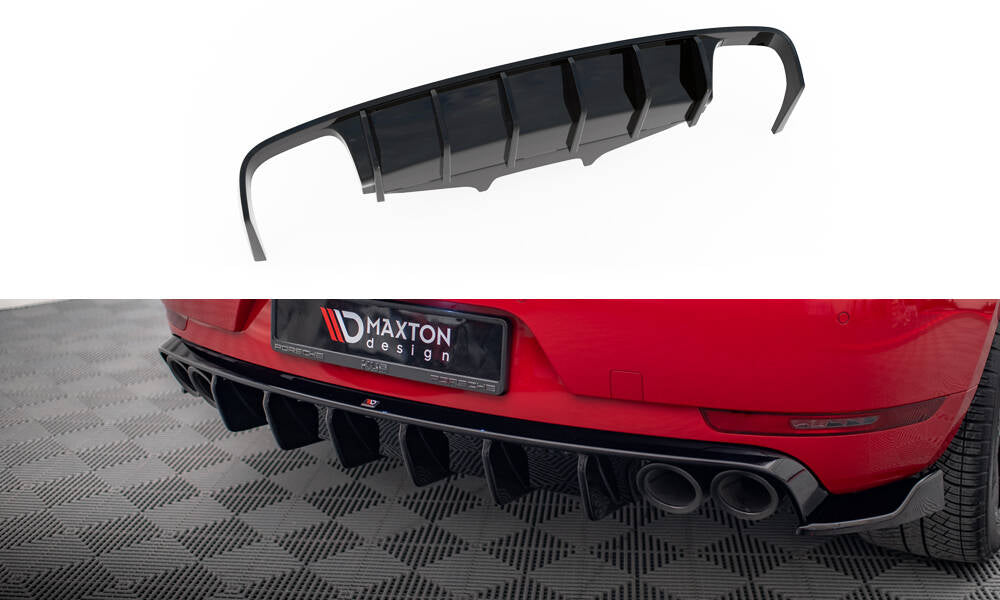 Diffusor Heck Ansatz für Porsche Macan Mk1 schwarz Hochglanz