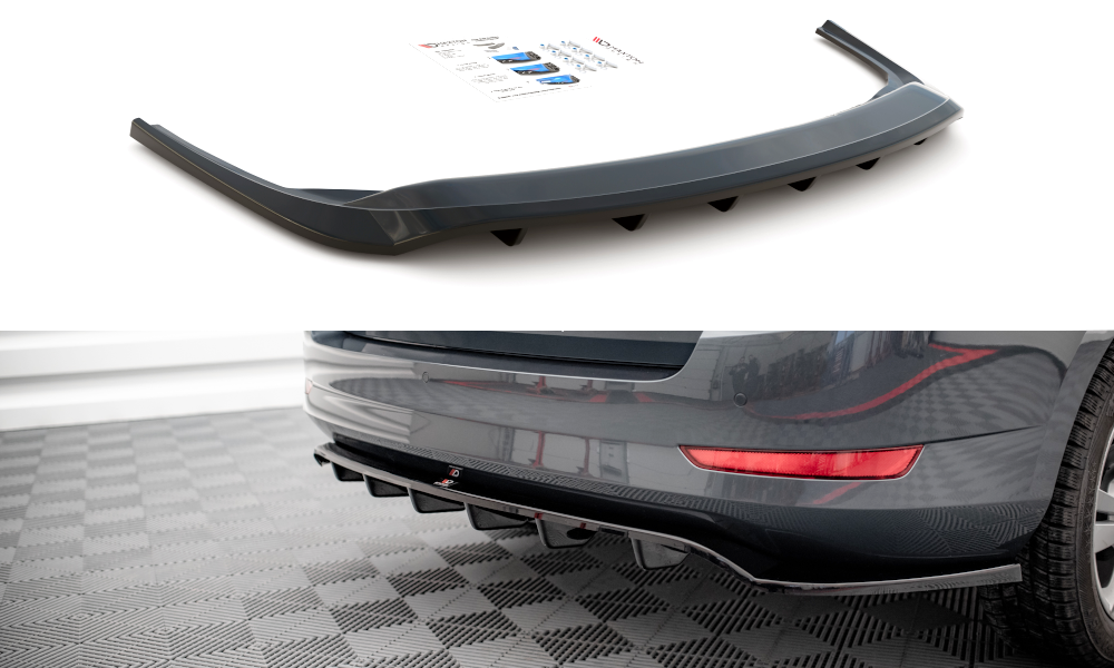 Mittlerer Diffusor Heck Ansatz DTM Look für Skoda Fabia Combi Mk3 Facelift schwarz matt