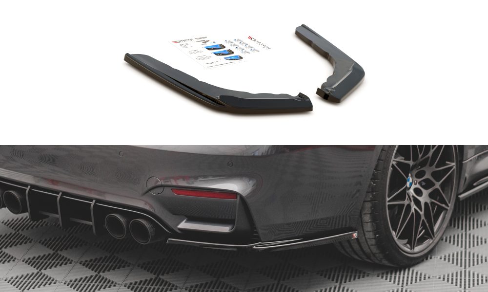 Heck Ansatz Flaps Diffusor V.2 für BMW M4 F82 schwarz Hochglanz