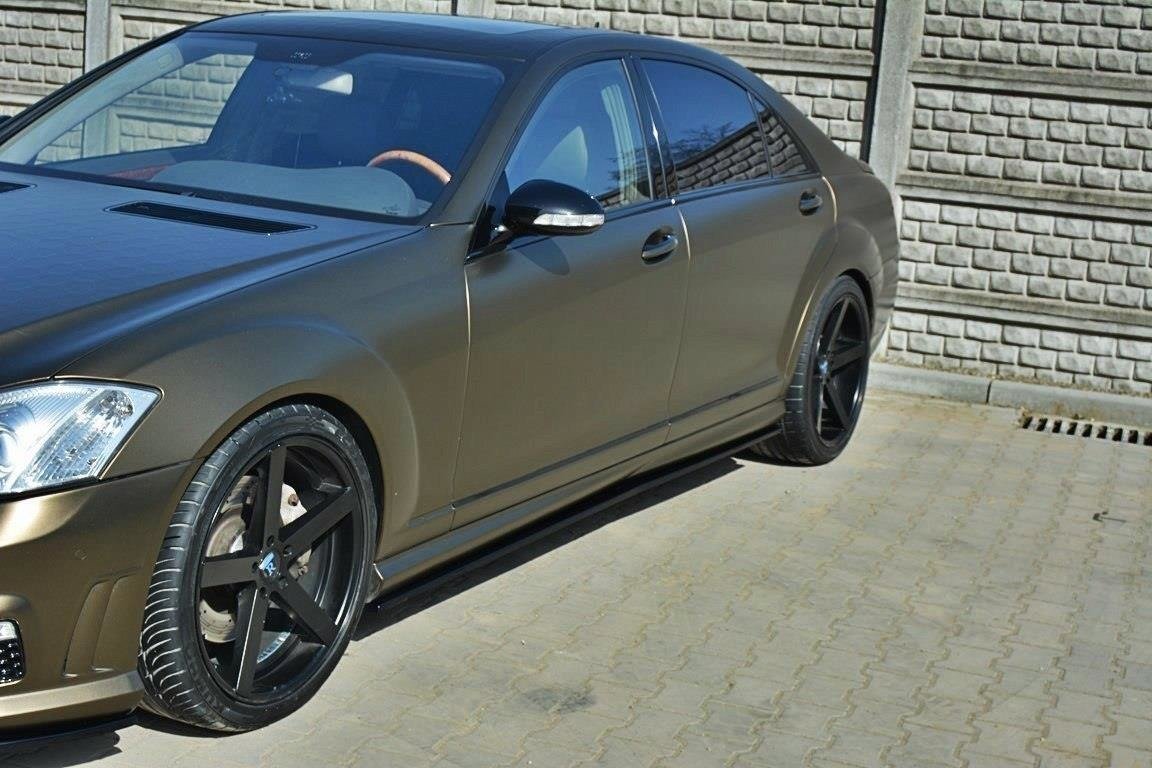 Seitenschweller Ansatz für MERCEDES S-KLASSE W221 AMG LWB schwarz Hochglanz