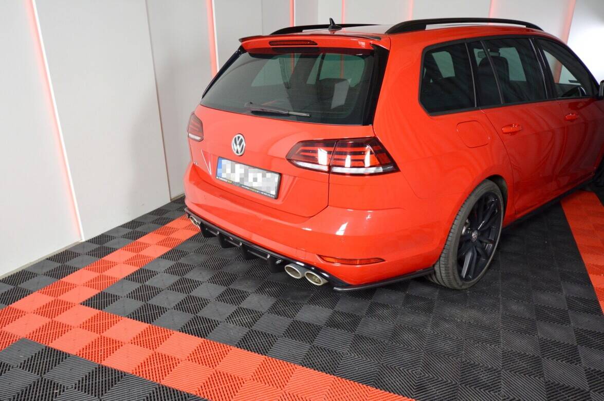Diffusor Heck Ansatz für VW Golf R Variant Mk7 Facelift schwarz Hochglanz