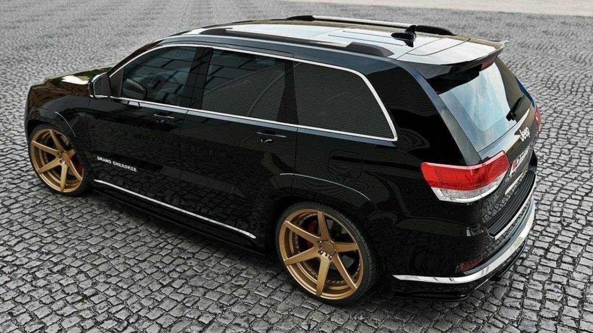 Heck Ansatz Flaps Diffusor für Jeep Grand Cherokee WK2 Summit Facelift schwarz Hochglanz