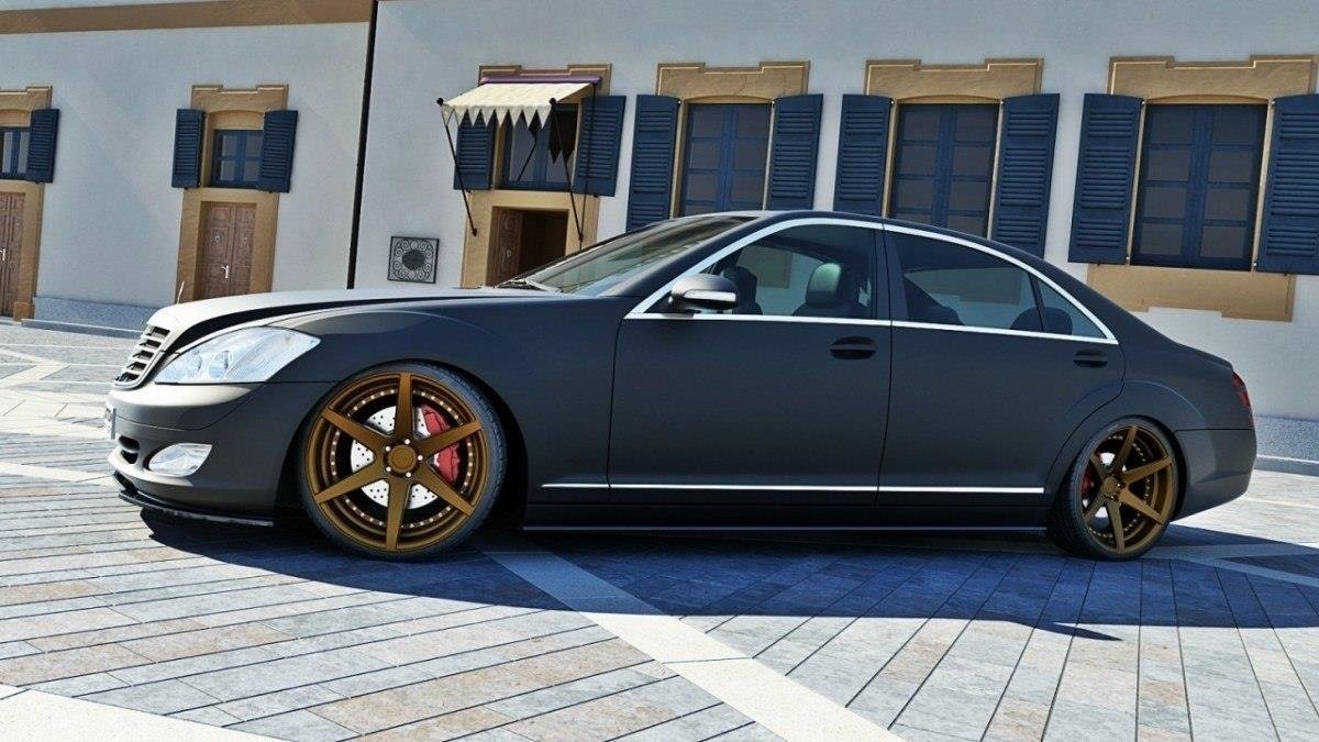 Seitenschweller Ansatz für MERCEDES S-KLASSE W221 LONG schwarz Hochglanz
