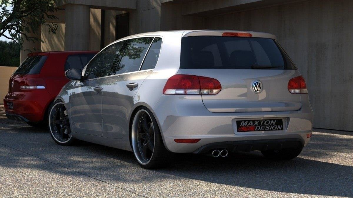Diffusor Heck Ansatz für VW GOLF 6 MIT 1 AUSPUFF schwarz Hochglanz