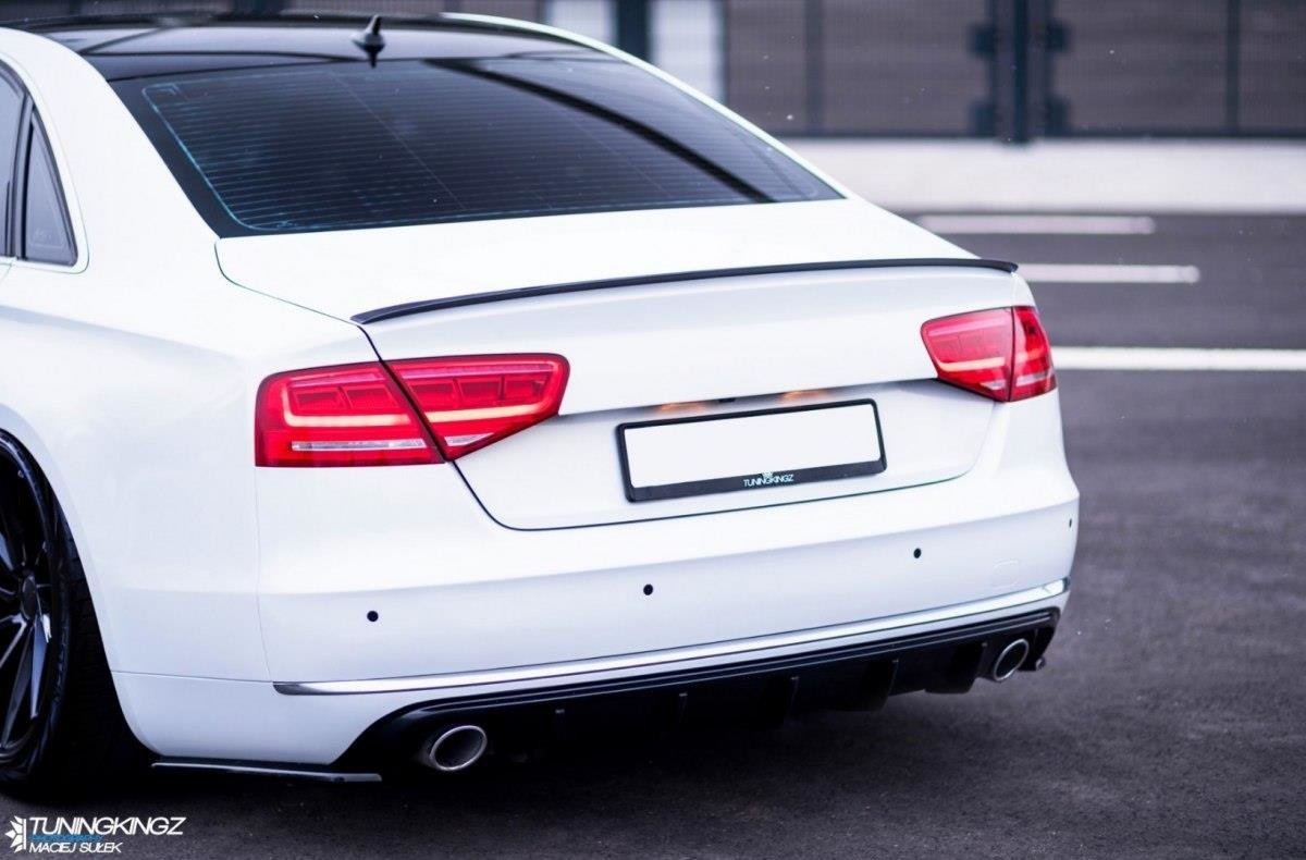 Heck Ansatz Flaps Diffusor für Audi A8 D4 Carbon Look