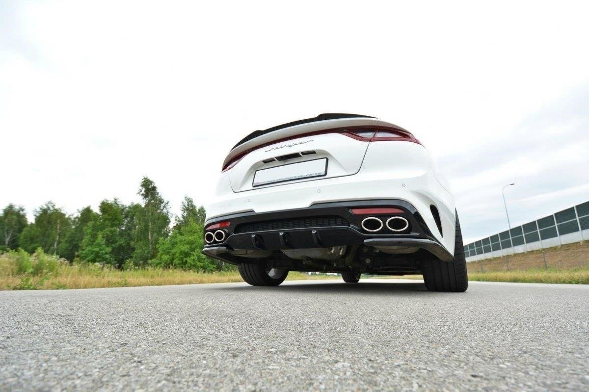 Diffusor Heck Ansatz für Kia Stinger Gt / GT-Line Mk1 schwarz Hochglanz