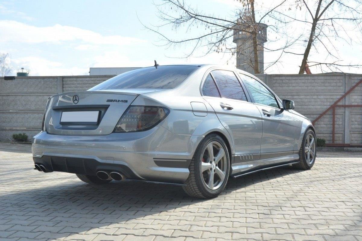 Heck Ansatz Flaps Diffusor für Mercedes-Benz C Limousine / Kombi AMG-Line W204 / S204 schwarz Hochglanz