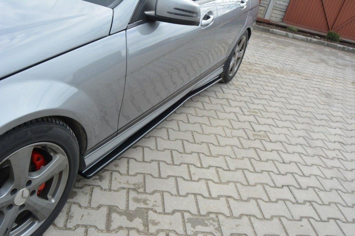 Seitenschweller Ansatz für Mercedes-Benz C Limousine / Kombi AMG-Line W204 / S204 schwarz Hochglanz