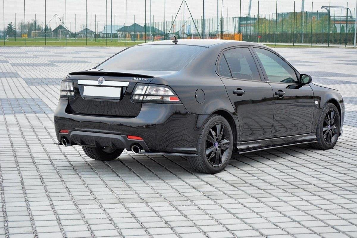Diffusor Heck Ansatz für Saab 9-3 Aero Mk2 Facelift schwarz Hochglanz