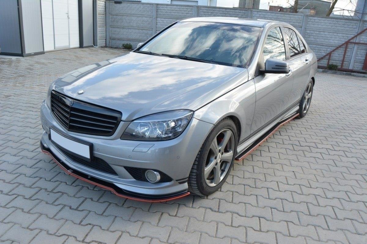 Seitenschweller Ansatz für Mercedes-Benz C Limousine / Kombi AMG-Line W204 / S204 schwarz Hochglanz