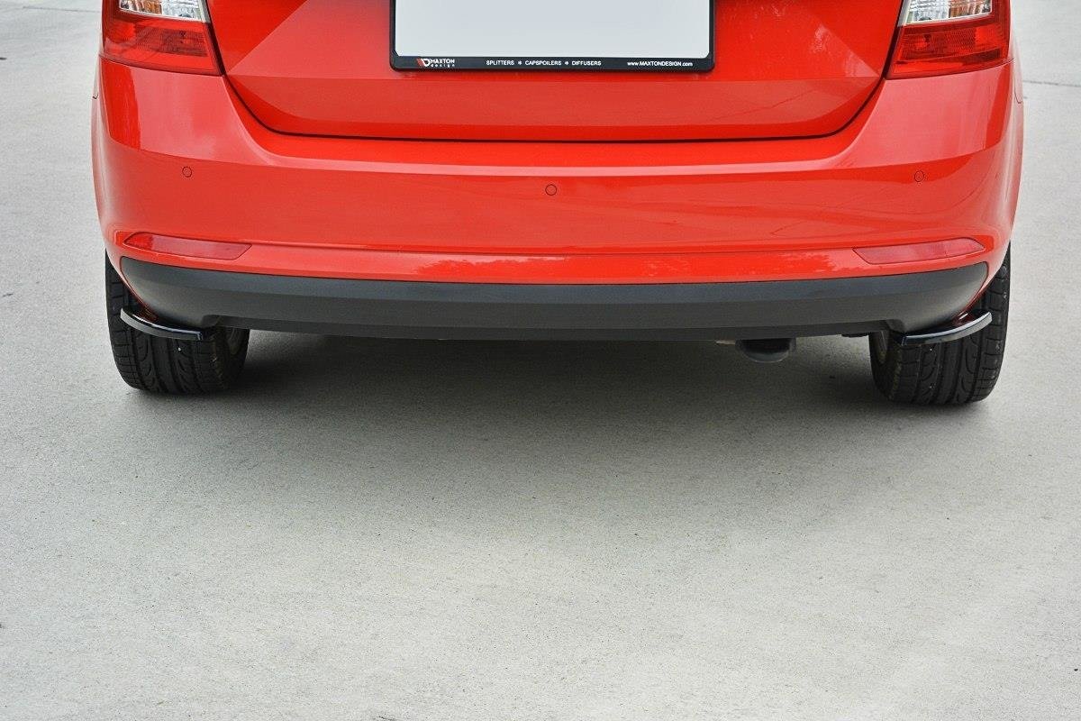 Heck Ansatz Flaps Diffusor für Skoda Rapid Spaceback schwarz Hochglanz