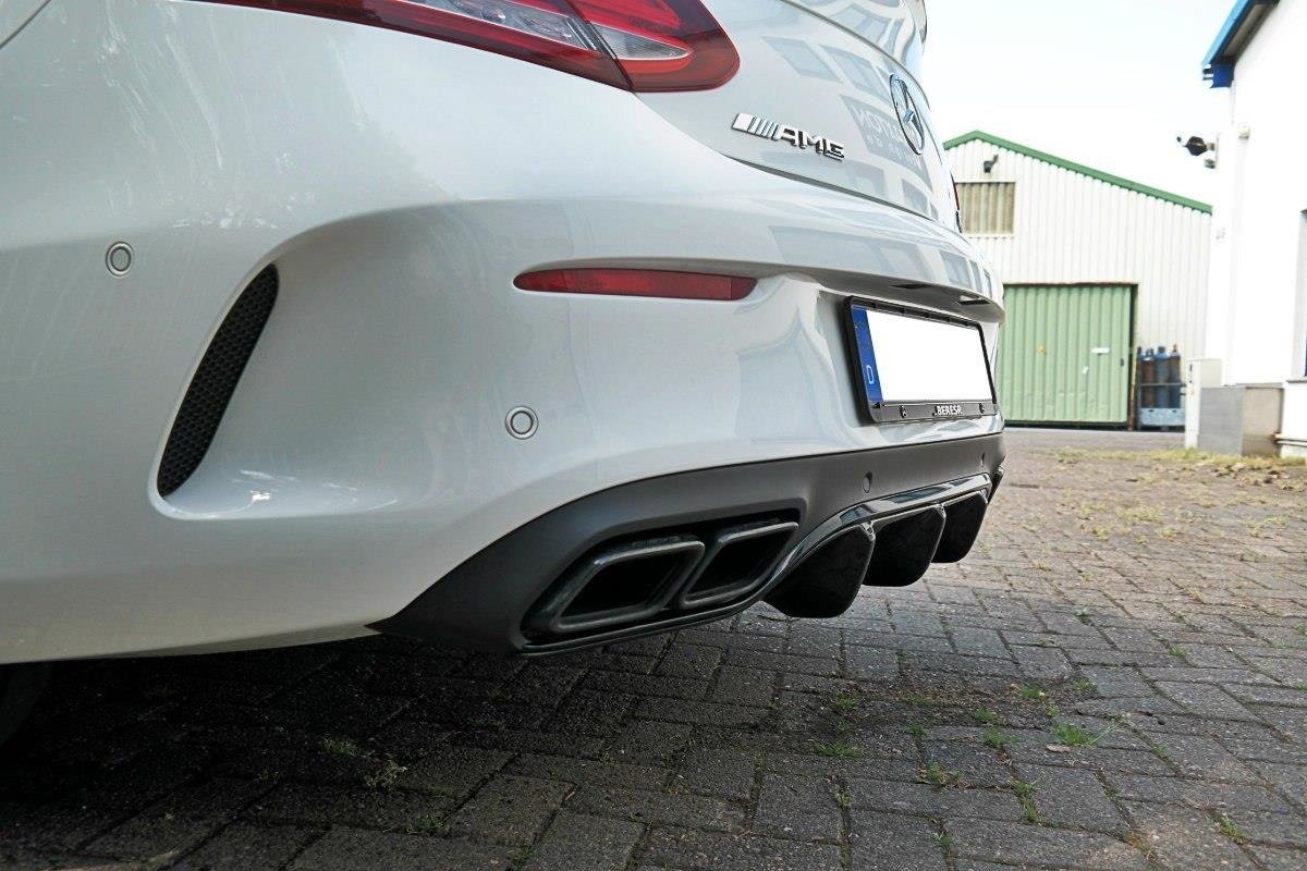 Diffusor Heck Ansatz für Mercedes C-Klasse C205 63 AMG Coupe schwarz Hochglanz