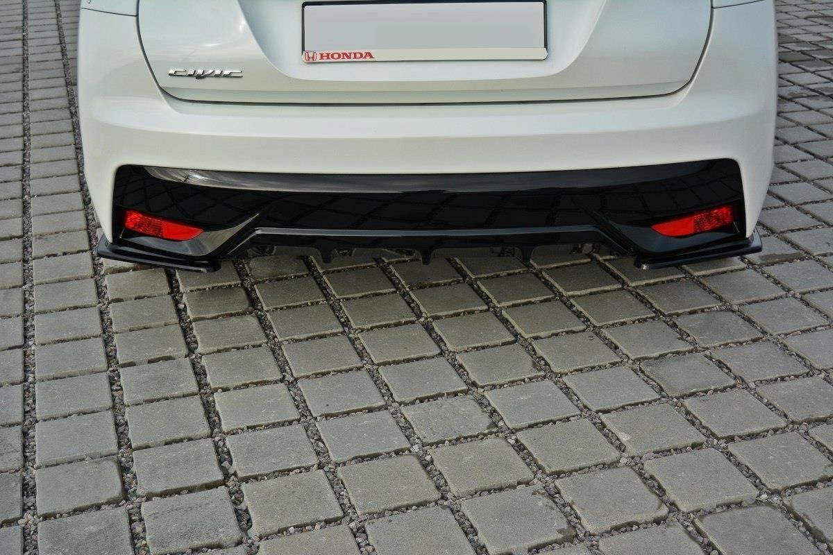 Heck Ansatz Flaps Diffusor für Honda Civic Mk9 Facelift schwarz Hochglanz