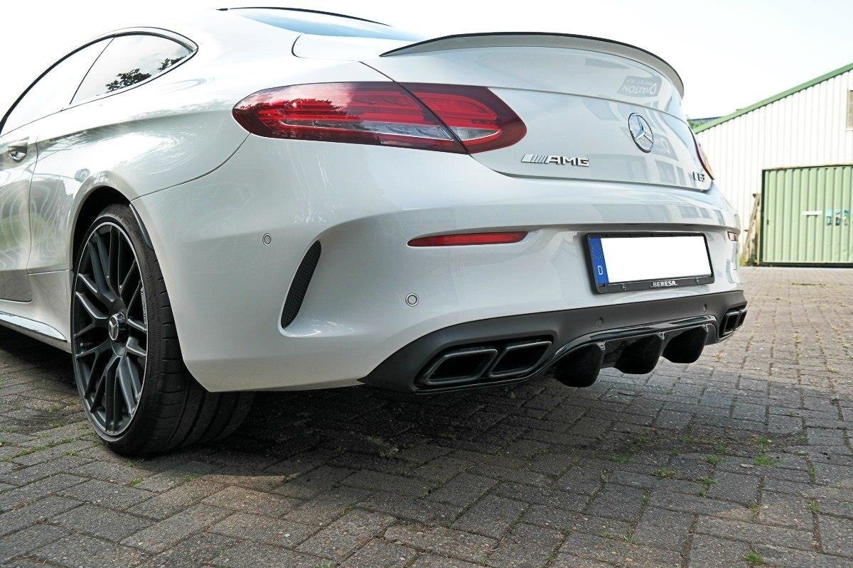Diffusor Heck Ansatz für Mercedes C-Klasse C205 63 AMG Coupe schwarz Hochglanz