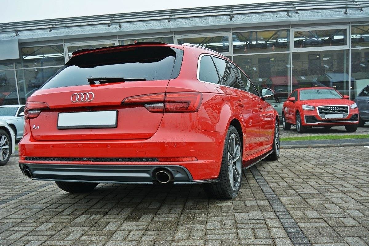 Heck Ansatz Flaps Diffusor für Audi A4 B9 S-Line schwarz Hochglanz