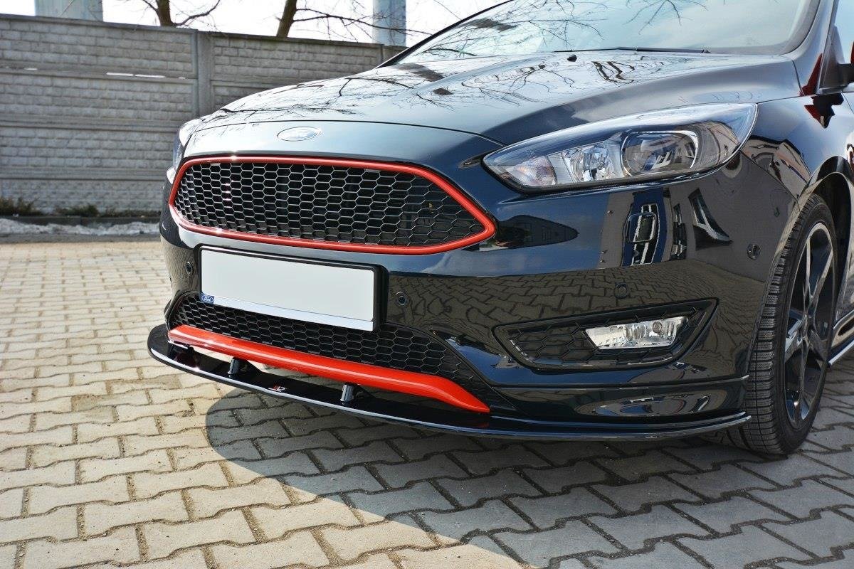 Front Ansatz V.1 für Ford Focus ST-Line Mk3 FL schwarz Hochglanz