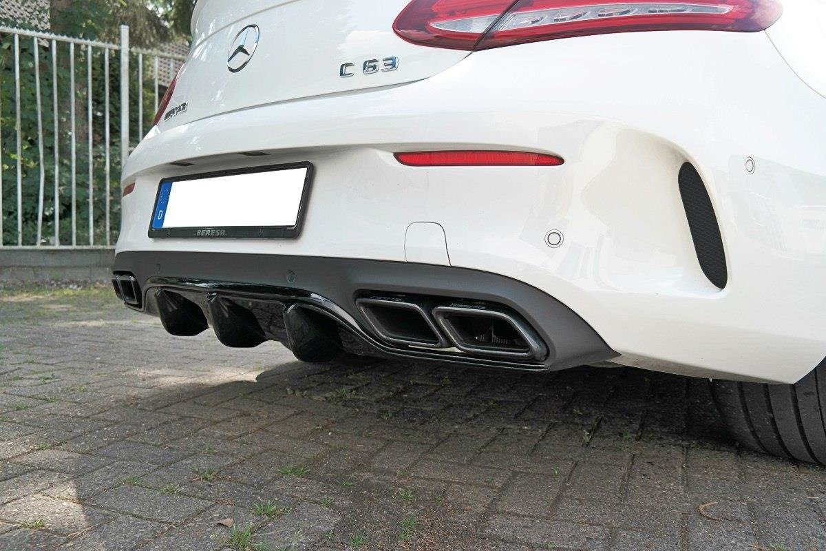 Diffusor Heck Ansatz für Mercedes C-Klasse C205 63 AMG Coupe schwarz Hochglanz