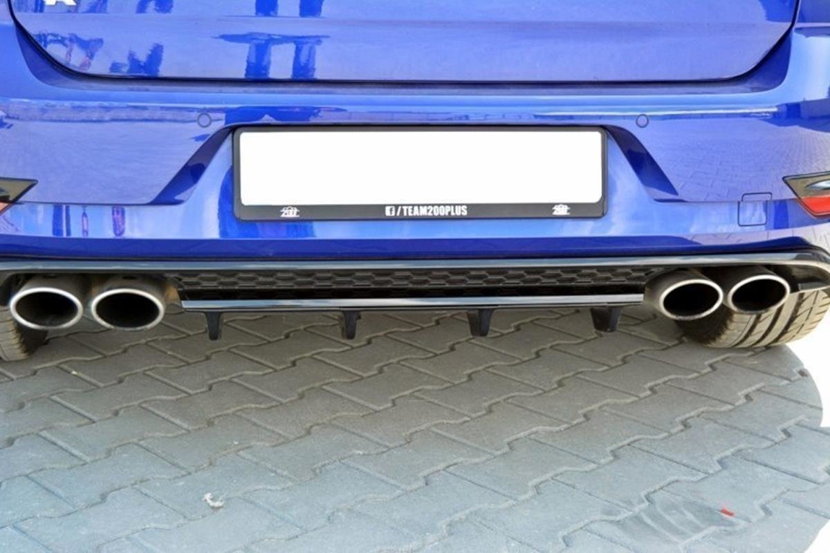 Mittlerer Diffusor Heck Ansatz für VW GOLF 7 R Facelift schwarz matt