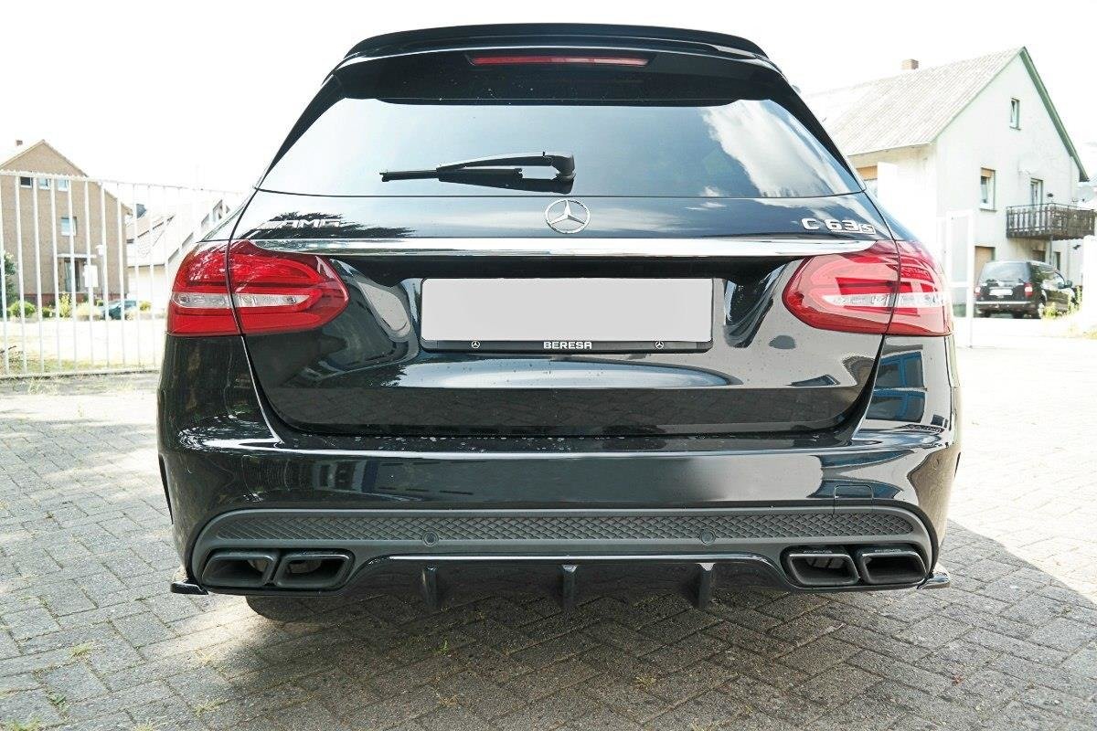 Diffusor Heck Ansatz für Mercedes C-Klasse S205 63 AMG Kombi schwarz matt