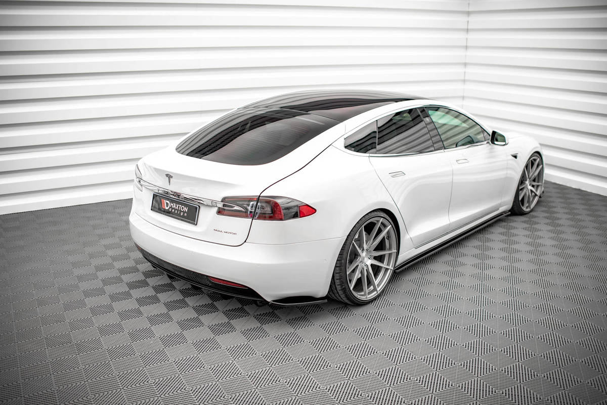 Diffusor Heck Ansatz für Tesla Model S Facelift schwarz Hochglanz