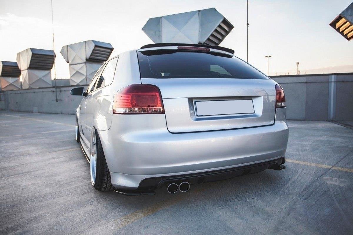 Heck Ansatz Flaps Diffusor für Audi S3 8P / S3 8P FL schwarz Hochglanz
