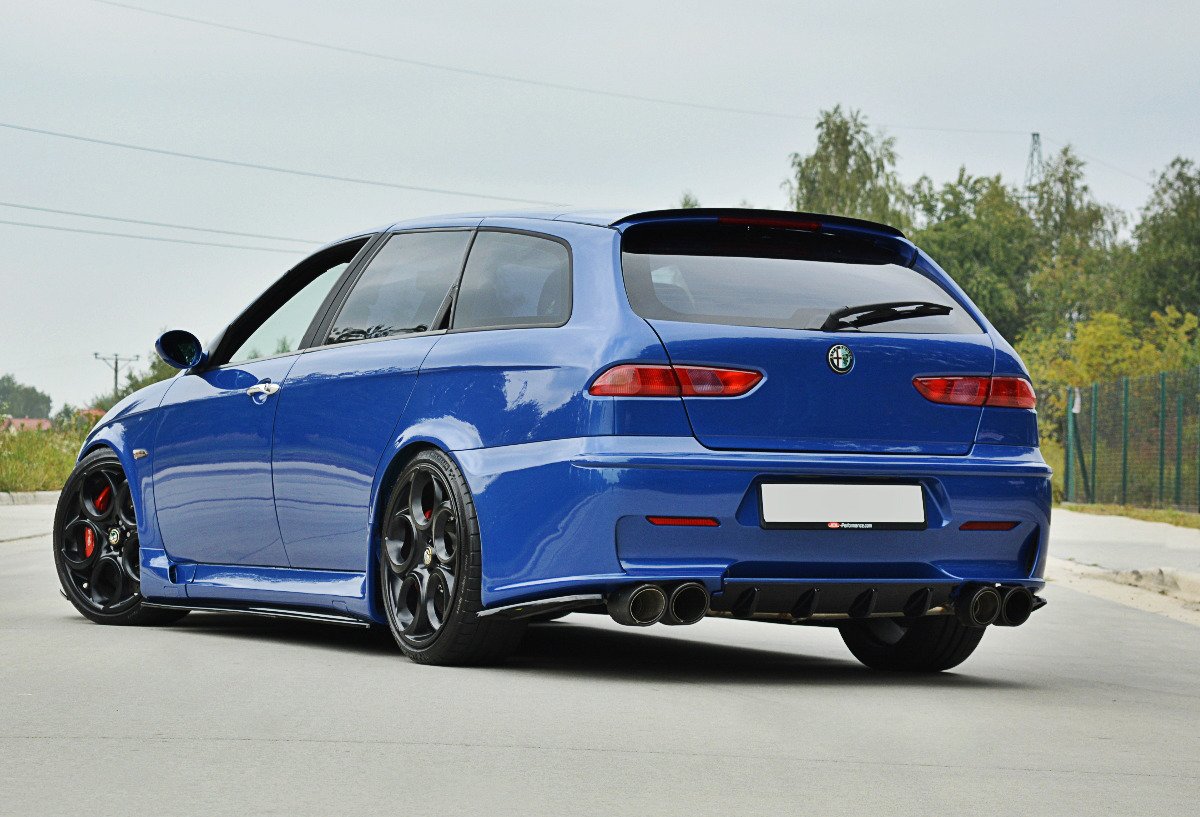 Heck Ansatz Flaps Diffusor für ALFA ROMEO 156 GTA SW schwarz Hochglanz