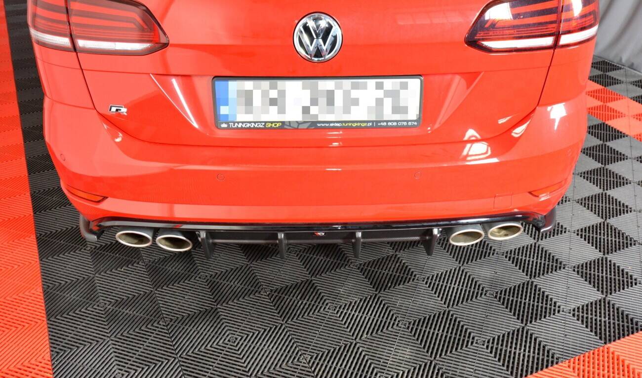 Diffusor Heck Ansatz für VW Golf R Variant Mk7 Facelift schwarz Hochglanz