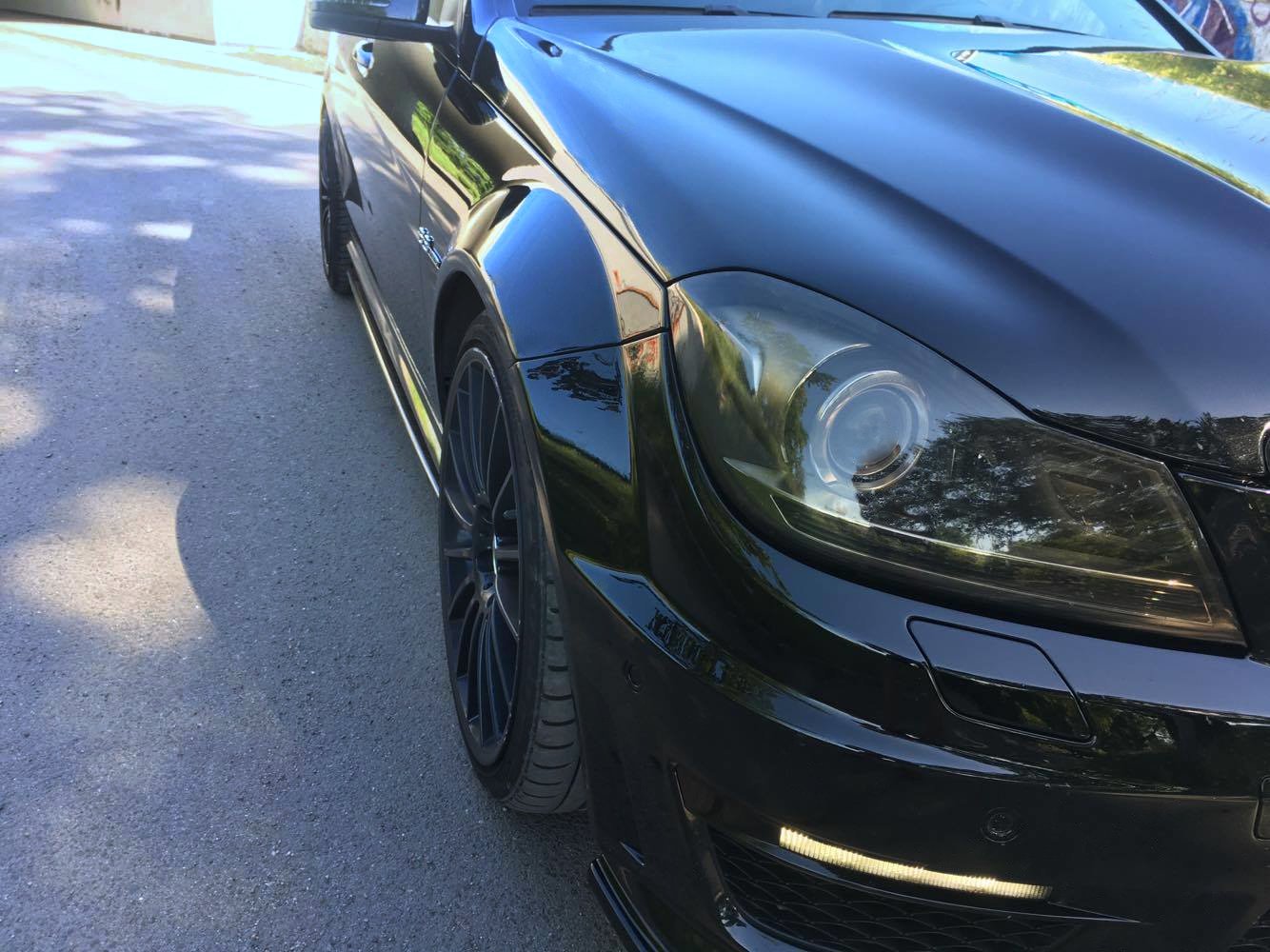 Seitenschweller Ansatz für Mercedes-Benz C63 AMG Limousine / Kombi W204 Facelift / S204 Facelift schwarz Hochglanz
