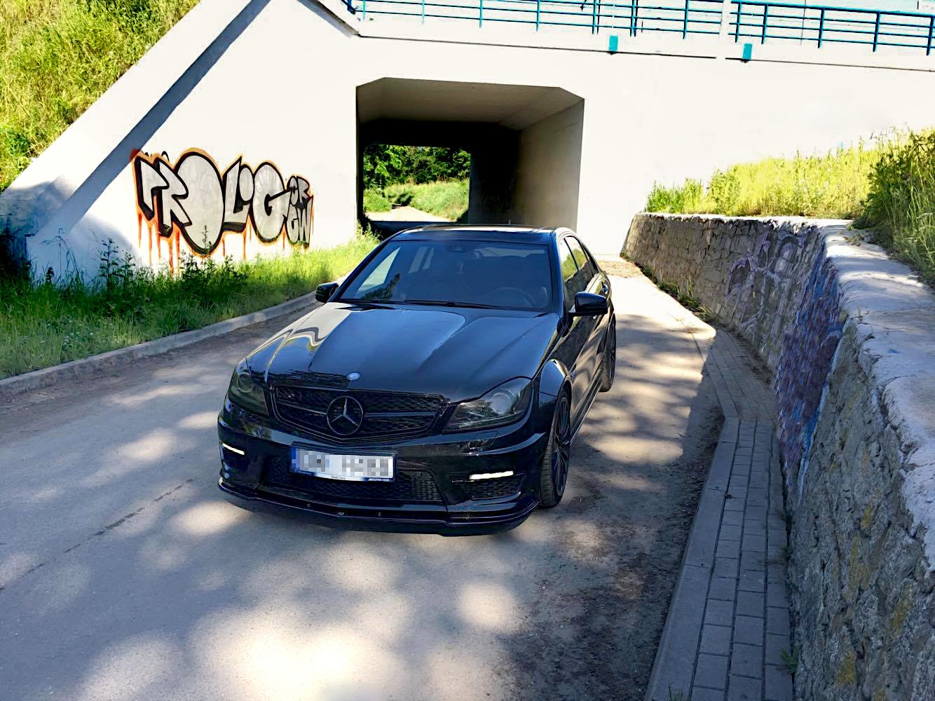 Seitenschweller Ansatz für Mercedes-Benz C63 AMG Limousine / Kombi W204 Facelift / S204 Facelift schwarz Hochglanz